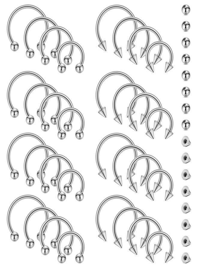 NICEIGHT 32Pcs 14G 16G 18G Surgical Steel Septum Nose Rings for Women Men Horseshoe Earrings Cartilage Helix Tragus Eyebrow Lip Daith Hoop Smily Piercing Jewelry 18G S - Image 1